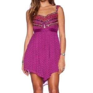 FREE PEOPLE embroidered fuschia dress